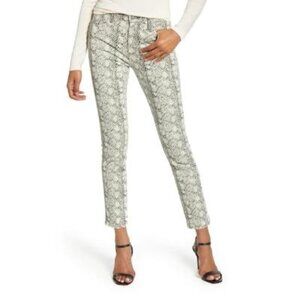AG Adriano Goldschmied Womens Black Cream Snakeskin Straight Leg Jeans Sz 29 New
